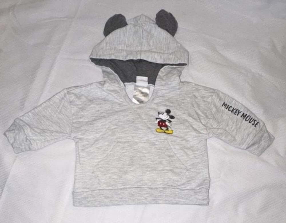 Disney Baby Mickey Mouse Gray Hoodie Sweatshirt 3-6 Months